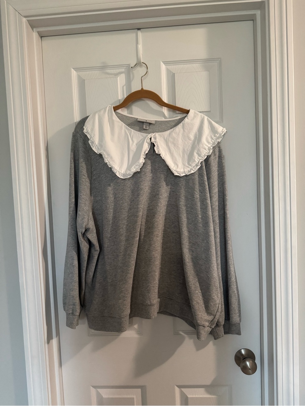 Sandy Liang X Target 3X Gray  Sweatshirt with White Peter Pan Collar